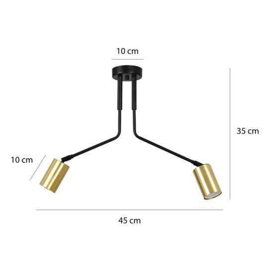 Plafoniera Minimal Tenjin Acciaio Nero 2 Luci Gu10 Ip20 LA0150-EB-PL2-NR