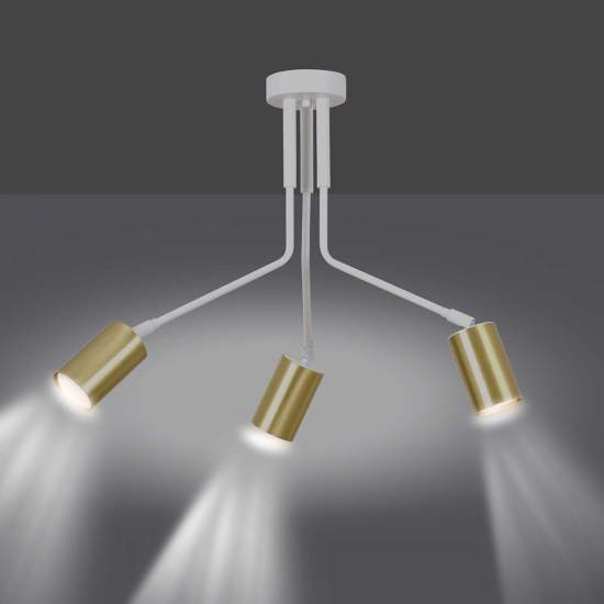 Plafoniera Minimal Tenjin Acciaio Bianco 3 Luci Gu10 Ip20 LA0150-EB-PL3-BI