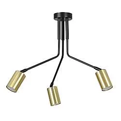 Plafoniera Minimal Tenjin Acciaio Nero 3 Luci Gu10 Ip20