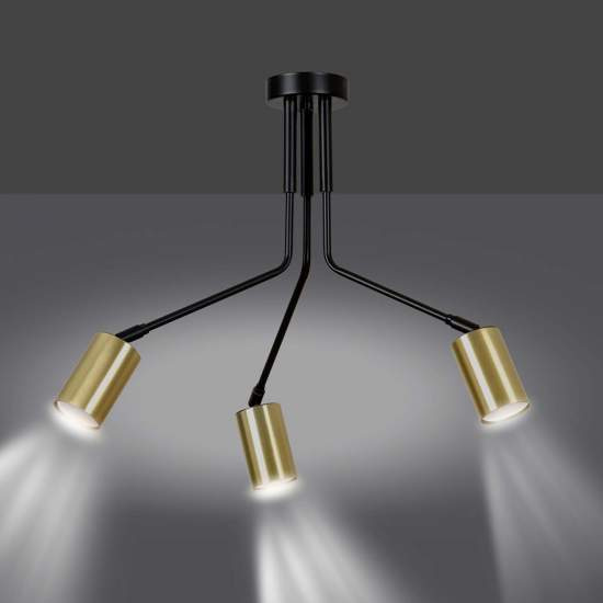 Plafoniera Minimal Tenjin Acciaio Nero 3 Luci Gu10 Ip20 LA0150-EB-PL3-NR