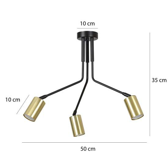 Plafoniera Minimal Tenjin Acciaio Nero 3 Luci Gu10 Ip20 LA0150-EB-PL3-NR
