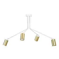 Plafoniera Minimal Tenjin Acciaio Bianco 4 Luci Gu10 Ip20