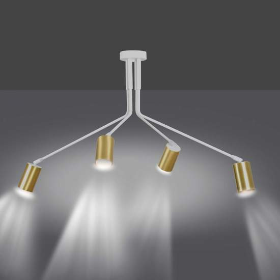 Plafoniera Minimal Tenjin Acciaio Bianco 4 Luci Gu10 Ip20 LA0150-EB-PL4-BI