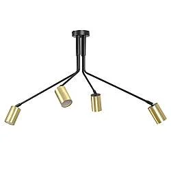 Plafoniera Minimal Tenjin Acciaio Nero 4 Luci Gu10 Ip20