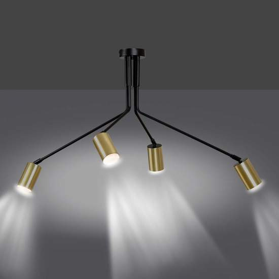 Plafoniera Minimal Tenjin Acciaio Nero 4 Luci Gu10 Ip20 LA0150-EB-PL4-NR