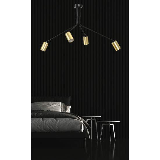 Plafoniera Minimal Tenjin Acciaio Nero 4 Luci Gu10 Ip20 LA0150-EB-PL4-NR