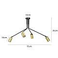 Plafoniera Minimal Tenjin Acciaio Nero 4 Luci Gu10 Ip20 LA0150-EB-PL4-NR