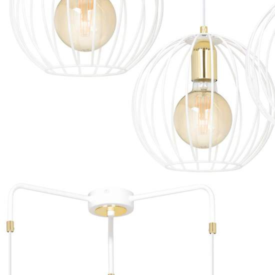 Lampadario Contemporaneo Omoikane Acciaio Bianco 3 Luci E27 Ip20 LA0151-EB-3-BI