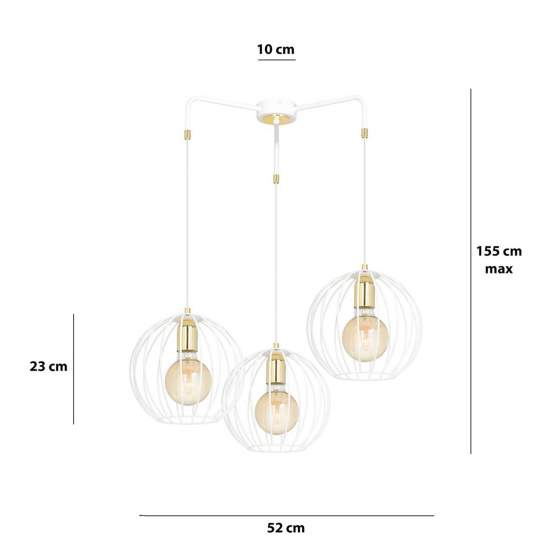 Lampadario Contemporaneo Omoikane Acciaio Bianco 3 Luci E27 Ip20 LA0151-EB-3-BI