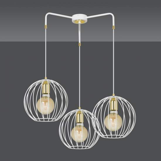 Lampadario Contemporaneo Omoikane Acciaio Bianco 3 Luci E27 Ip20 LA0151-EB-3-BI