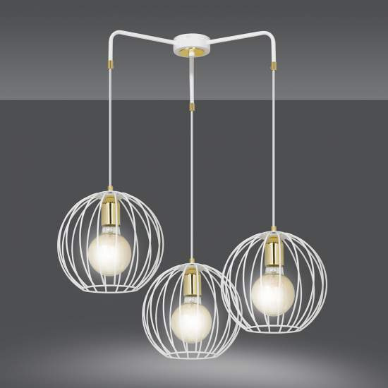 Lampadario Contemporaneo Omoikane Acciaio Bianco 3 Luci E27 Ip20 LA0151-EB-3-BI