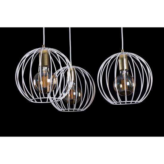 Lampadario Contemporaneo Omoikane Acciaio Bianco 3 Luci E27 Ip20 LA0151-EB-3-BI