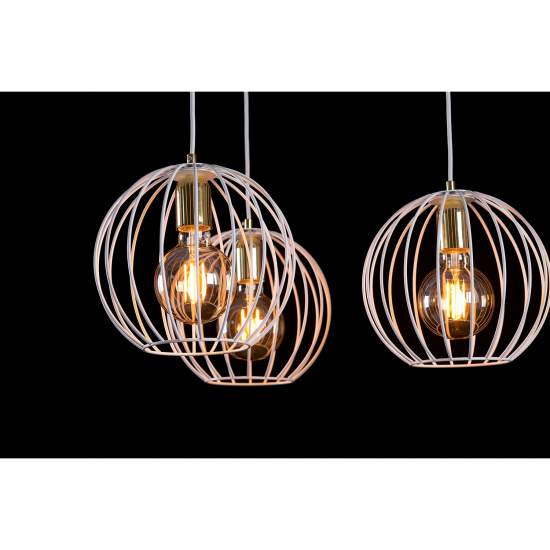 Lampadario Contemporaneo Omoikane Acciaio Bianco 3 Luci E27 Ip20 LA0151-EB-3-BI