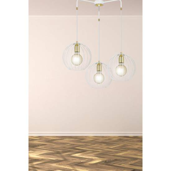 Lampadario Contemporaneo Omoikane Acciaio Bianco 3 Luci E27 Ip20 LA0151-EB-3-BI