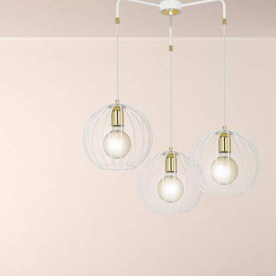 Lampadario Contemporaneo Omoikane Acciaio Bianco 3 Luci E27 Ip20 LA0151-EB-3-BI