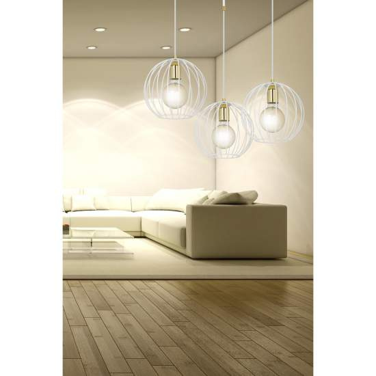 Lampadario Contemporaneo Omoikane Acciaio Bianco 3 Luci E27 Ip20 LA0151-EB-3-BI