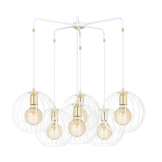 Lampadario Contemporaneo Omoikane Acciaio Bianco 6 Luci E27 Ip20 LA0151-EB-6-BI