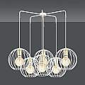 Lampadario Contemporaneo Omoikane Acciaio Bianco 6 Luci E27 Ip20 LA0151-EB-6-BI