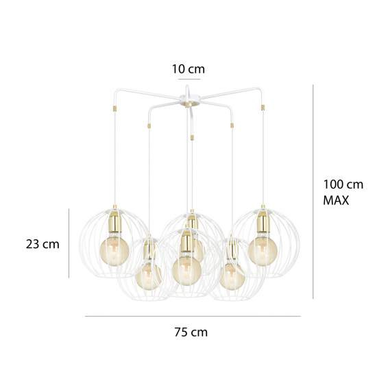 Lampadario Contemporaneo Omoikane Acciaio Bianco 6 Luci E27 Ip20 LA0151-EB-6-BI