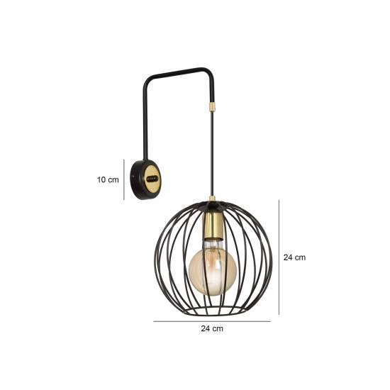 Applique Contemporaneo Omoikane Acciaio Nero 1 Luce E27 Ip20 LA0151-EB-AP1-NR