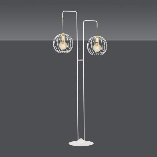 Piantana Contemporaneo Omoikane Acciaio Bianco 2 Luci E27 Ip20 LA0151-EB-PT2-BI