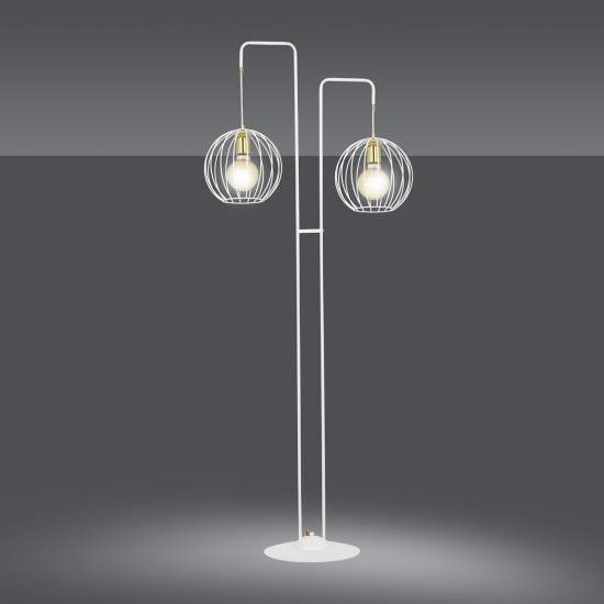 Piantana Contemporaneo Omoikane Acciaio Bianco 2 Luci E27 Ip20 LA0151-EB-PT2-BI