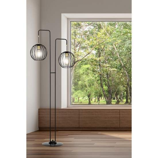Piantana Contemporaneo Omoikane Acciaio Nero 2 Luci E27 Ip20 LA0151-EB-PT2-NR