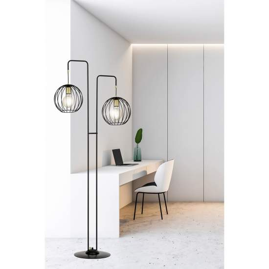 Piantana Contemporaneo Omoikane Acciaio Nero 2 Luci E27 Ip20 LA0151-EB-PT2-NR