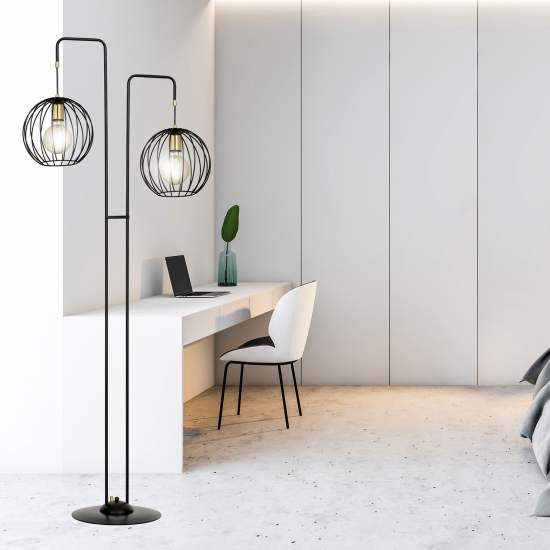 Piantana Contemporaneo Omoikane Acciaio Nero 2 Luci E27 Ip20 LA0151-EB-PT2-NR