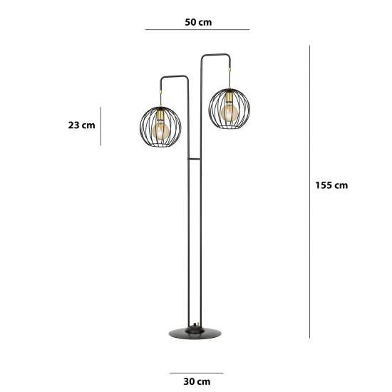 Piantana Contemporaneo Omoikane Acciaio Nero 2 Luci E27 Ip20 LA0151-EB-PT2-NR