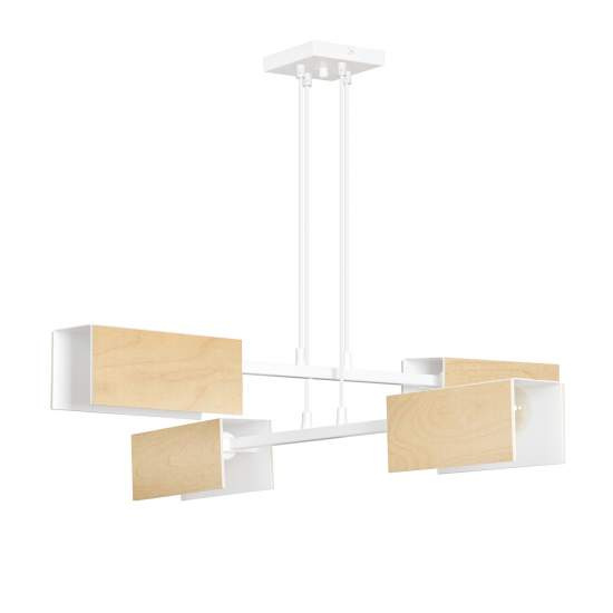 Lampadario Minimal Sarutahiko Acciaio Bianco 4 Luci E27 Ip20 LA0152-EB-4-BI
