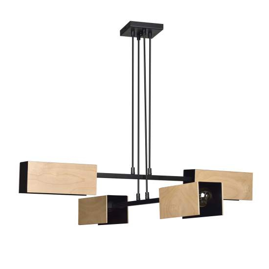 Lampadario Minimal Sarutahiko Acciaio Nero 4 Luci E27 Ip20 LA0152-EB-4-NR