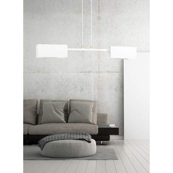 Lampadario Minimal Yuhuang Acciaio Bianco 2 Luci E27 Ip20 LA0153-EB-2-BI