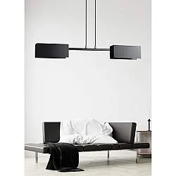 Lampadario Minimal Raiden Acciaio Nero 2 Luci E27