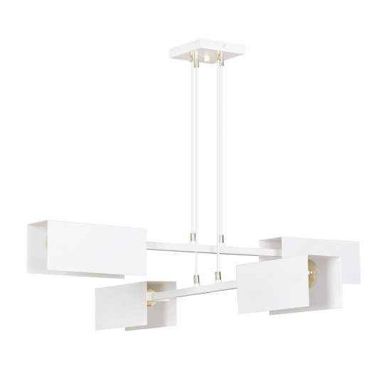 Lampadario Minimal Yuhuang Acciaio Bianco 4 Luci E27 Ip20 LA0153-EB-4-BI