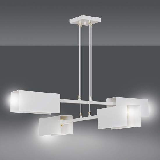 Lampadario Minimal Yuhuang Acciaio Bianco 4 Luci E27 Ip20 LA0153-EB-4-BI