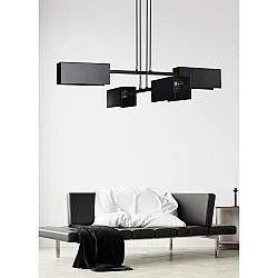 Lampadario Minimal Raiden Acciaio Nero 4 Luci E27