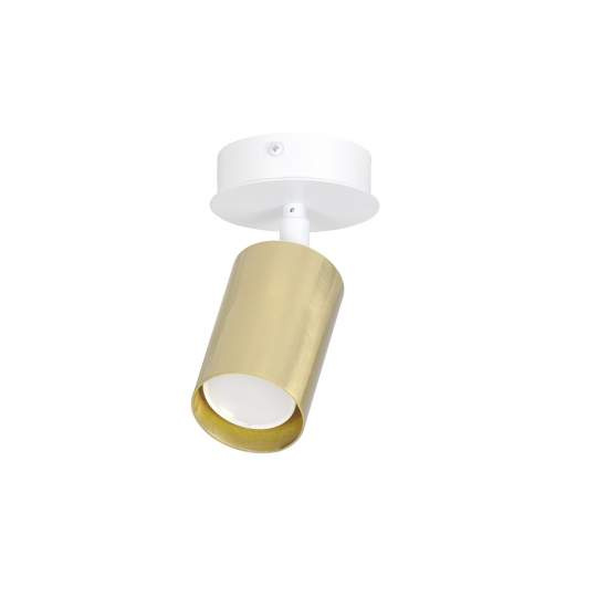 Faretto Spot Moderno Regolabile 1 Luce Guanyin A Cilindro In Acciaio Bianco E Oro LA0154-EB-PL1-BI
