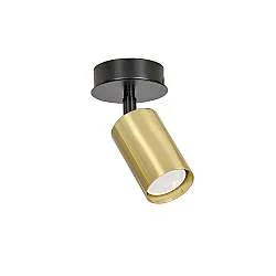 Spot Faretto Moderno Regolabile 1 Luce Guanyin A Cilindro In Acciaio Nero E Oro