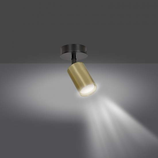 Spot Faretto Moderno Regolabile 1 Luce Guanyin A Cilindro In Acciaio Nero E Oro LA0154-EB-PL1-NR
