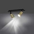 Plafoniera Spot Faretti Regolabili 2 Luci Guanyin A Cilindro In Acciaio Nero E Oro LA0154-EB-PL2-NR