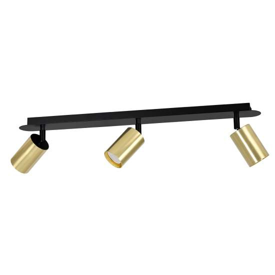 Plafoniera Spot Faretti Regolabili 3 Luci Guanyin A Cilindro In Acciaio Nero E Oro LA0154-EB-PL3-NR