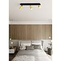 Plafoniera Spot Faretti Regolabili 3 Luci Guanyin A Cilindro In Acciaio Nero E Oro LA0154-EB-PL3-NR