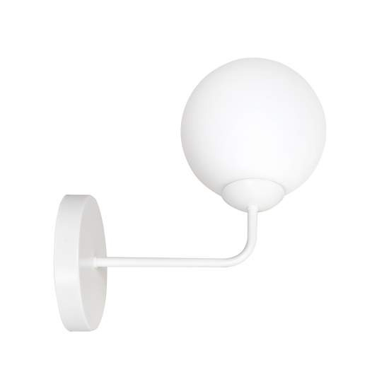 Applique Moderna 1 Luce Nezha In Acciaio Bianco E Sfera In Vetro Opale LA0155-EB-AP1-BI