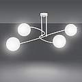 Plafoniera Moderna 4 Luci Nezha In Acciaio Bianco E Sfere In Vetro Opale LA0155-EB-PL4-BI
