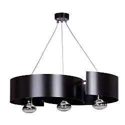 Lampadario Moderno 3 Luci Arciere In Acciao Nero E Cromo