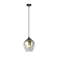 Sospensione 1 Luce Paoxi In Acciaio Nero E Vetro Fumè