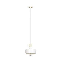 Sospensione 1 Luce Nered In Acciaio Bianco E Legno Naturale
