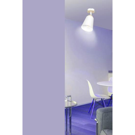 Plafoniera A Faretto Spot 1 Luce In Acciaio Bianco E Legno Naturale LA0162-EB-PL1-BI