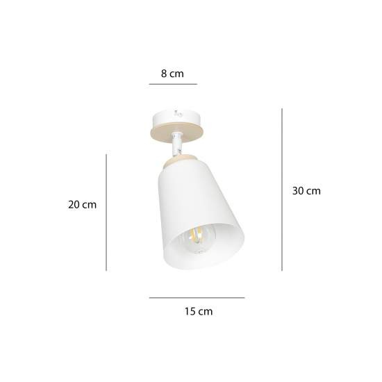Plafoniera A Faretto Spot 1 Luce In Acciaio Bianco E Legno Naturale LA0162-EB-PL1-BI